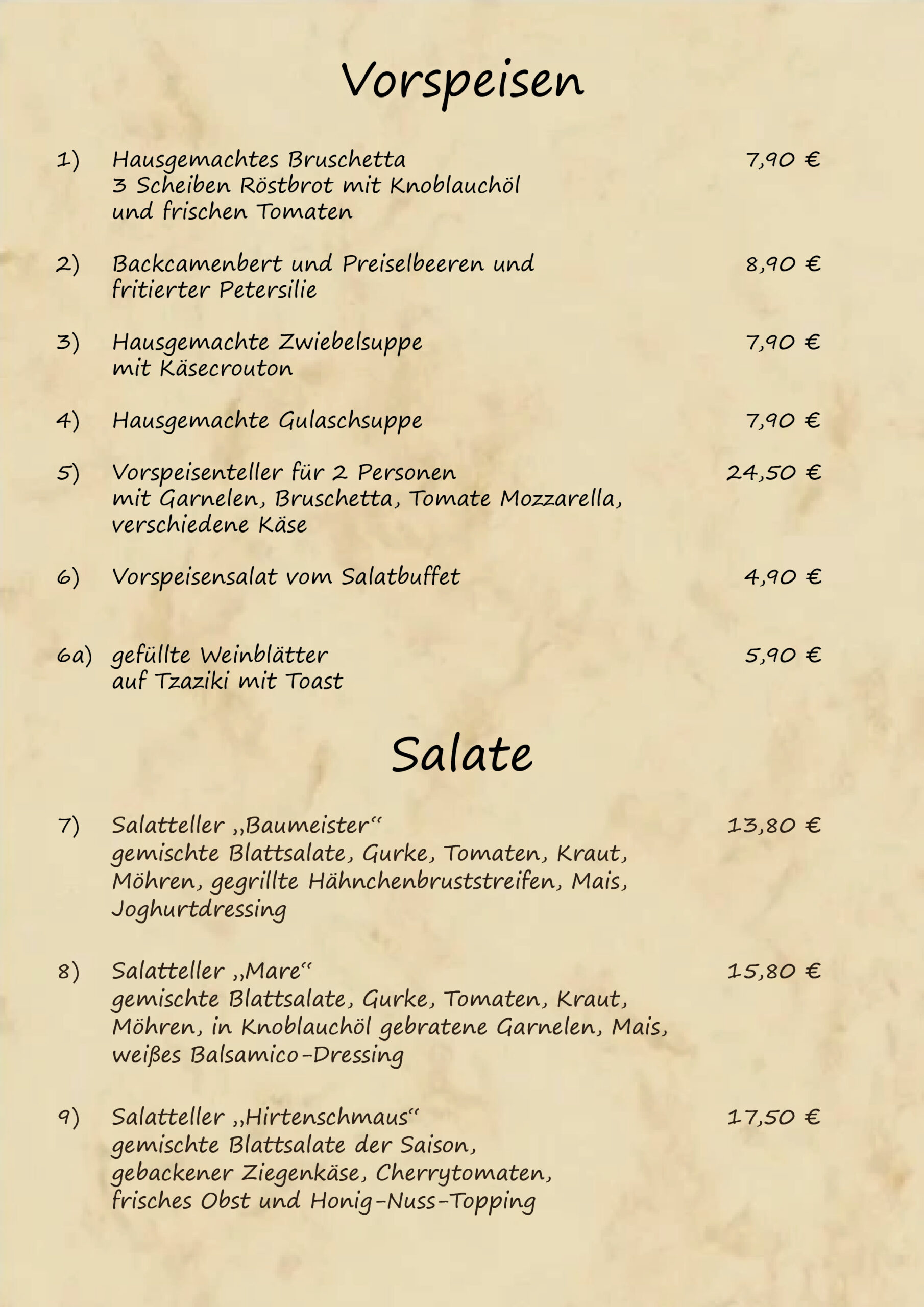 Speisekarte Restaurant2