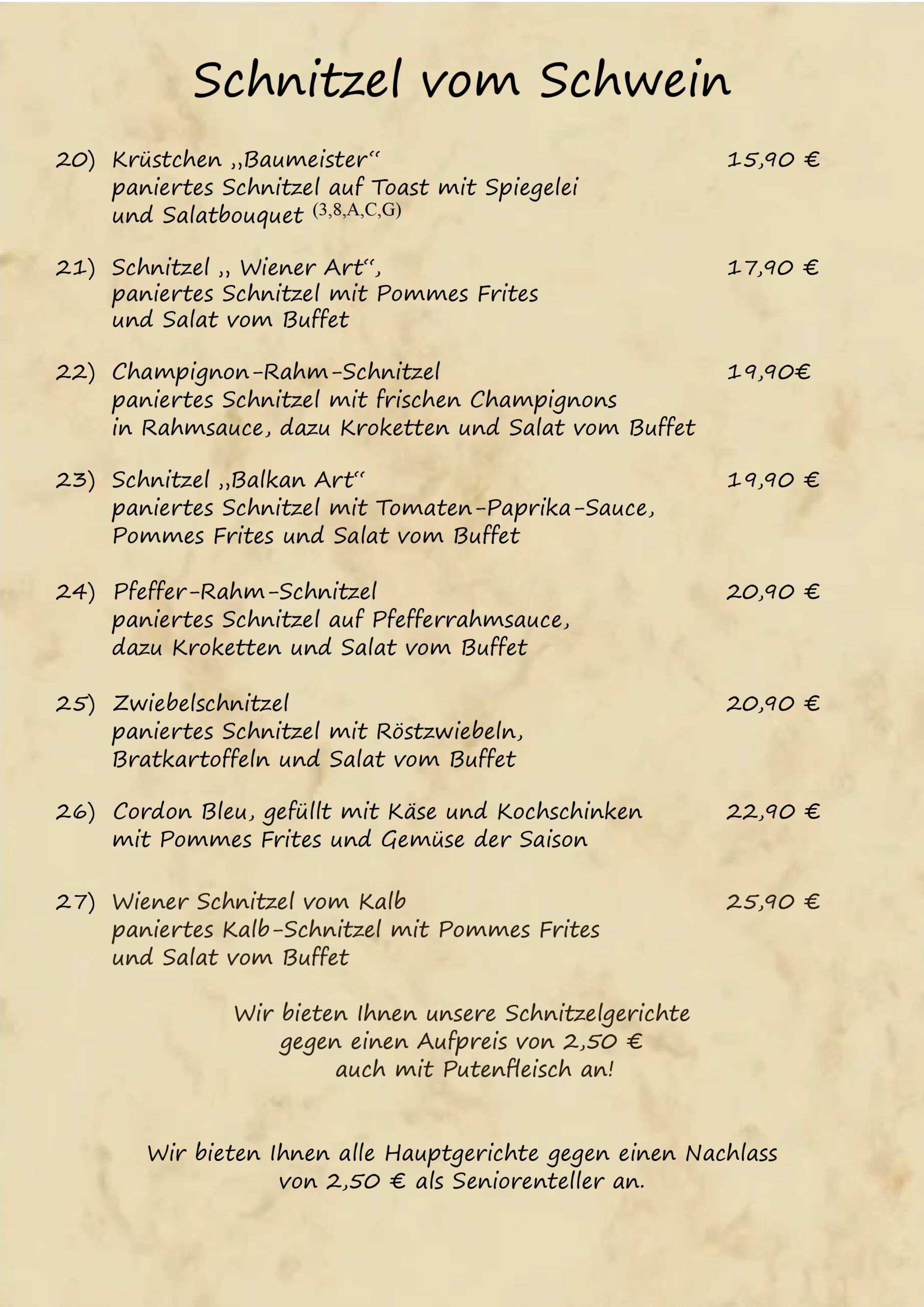 Speisekarte Restaurant4